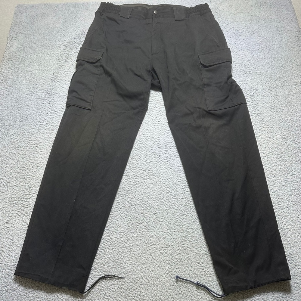 5.11 Tactical Series Mens 38x32 Black Cargo Pants Elastic Waist Drawcord Hem